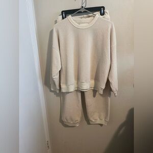 THE GREAT.  Set Ivory Ribbed Knitwear